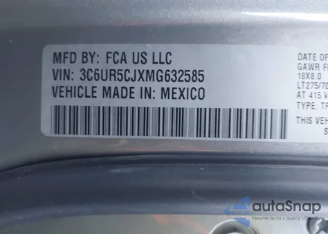 2021 Ram 2500 Tradesman 4X4 6'4 Box из США, поврежденный, VIN 3C6UR5CJXMG632585